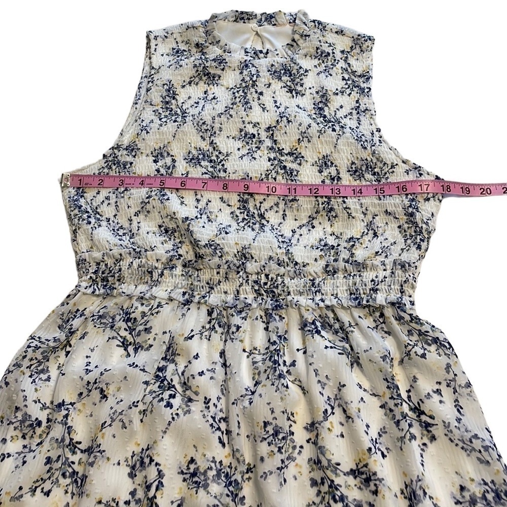 Floral Sleeveless Fit & Flare Dress Summer Casual Chic Cute Day Dress - Size Med - Picture 7 of 11